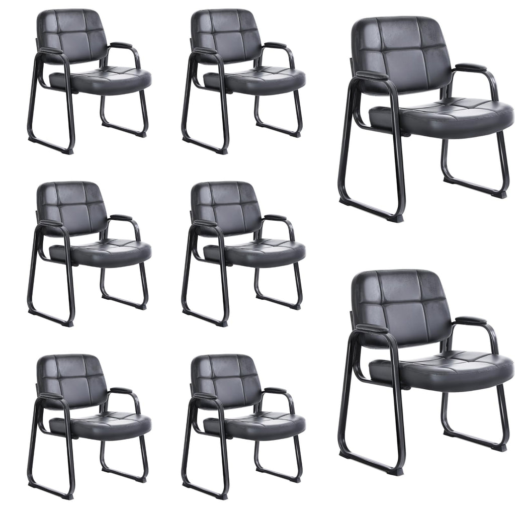 Clatina Big & Tall Waiting Room Guest Chair with Bonded Leather Padded Arm Rest and Sled Base for Office Reception Lobby and Conference Desk,