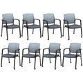 Clatina Rolling Conference Room Chairs Set of 8, Stackable Office Guest Reception Chair with Armrests and Wheels, Mesh Back Waiting Room Stools