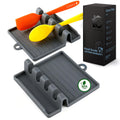 600°F Heat Resistant Silicone Spoon Rest, Multiple Utensil Rest, BPA Free Easy to Clean Dishwasher Safe, (Grey)
