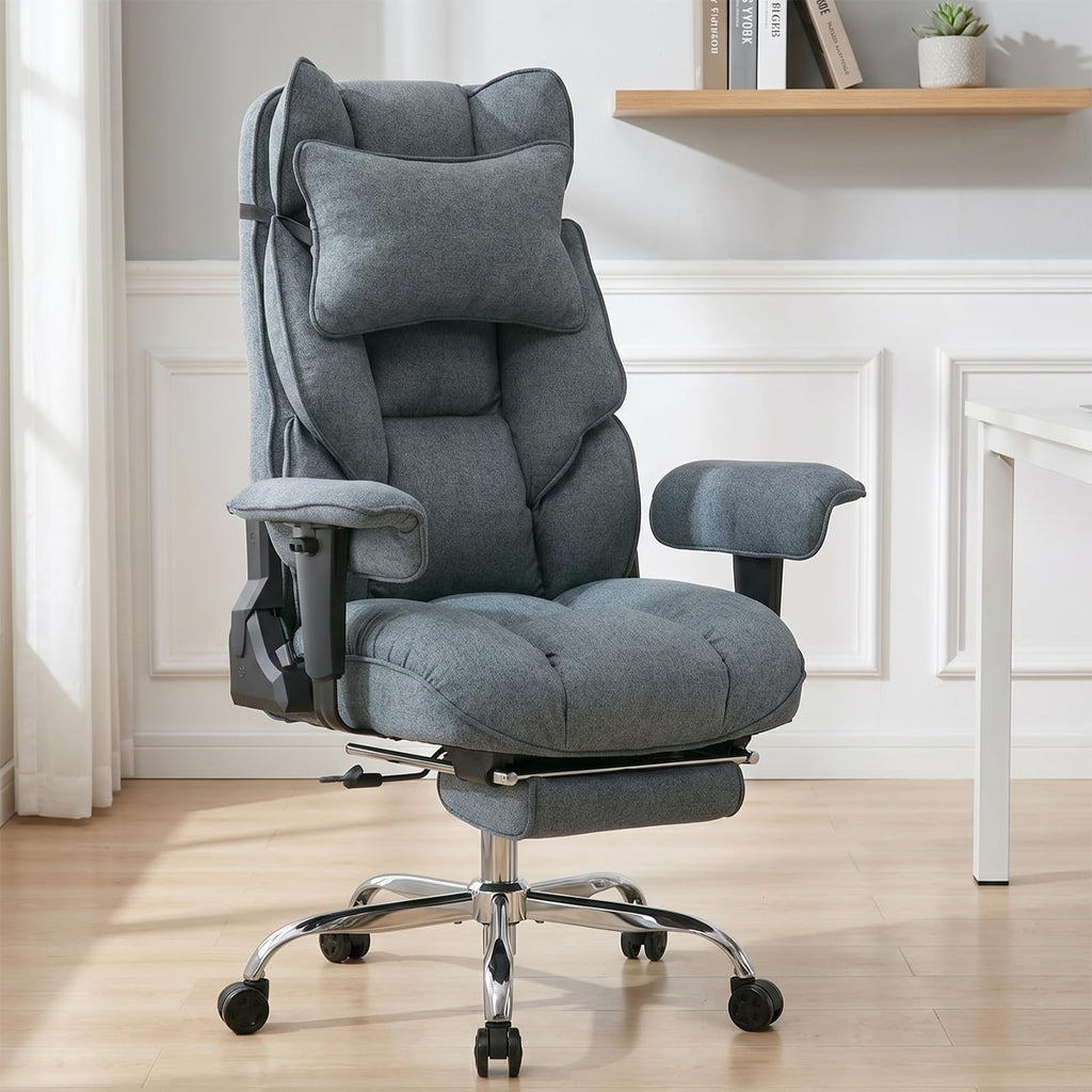 Mokodo Big and Tall Office Chair 400lbs, Breathable Fabric Executive Desk Chair with Pocket Spring Cushion, 155° Reclining Computer Chair with