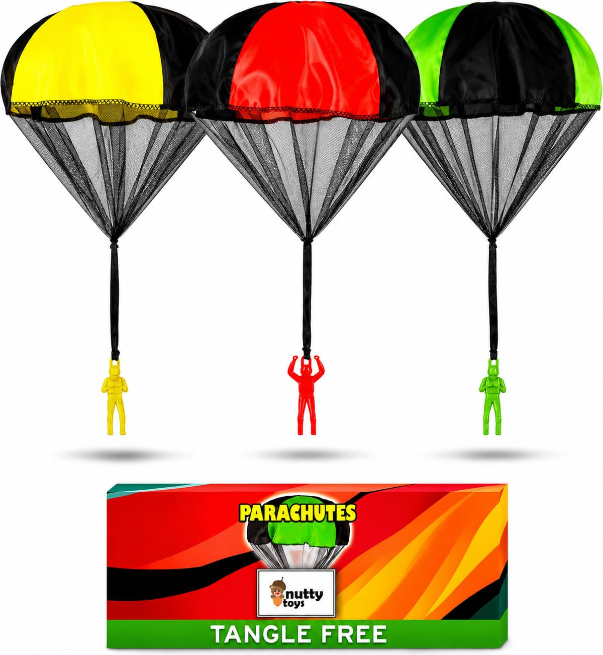 nutty toys Parachute Toys for Kids - Tangle Free Outdoor Flying Parachute Men, Top Indoor & Outside for 3 4 5 6 7 8 9 10 11 12 Year Old, Best Easter Basket Stuffers Idea 2026, Unique Boy & Girl Gifts