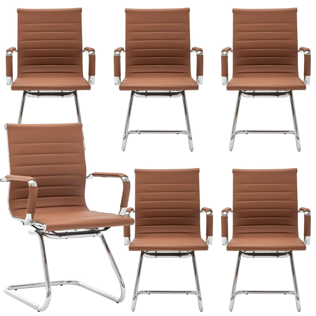 Dm Furniture Conference Room Chairs Set of 6, Waiting Room Chairs with Arms, Faux Leather Reception Chairs No Wheels, Office Guest Chairs with
