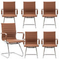 Dm Furniture Conference Room Chairs Set of 6, Waiting Room Chairs with Arms, Faux Leather Reception Chairs No Wheels, Office Guest Chairs with