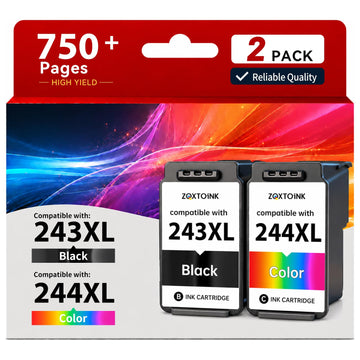 243XL 244XL Ink Cartridges Combo Pack Replacement for Canon 243 and 244 Ink Cartridges PG-243 CL-244 PG243 CL244 XL for Canon MG2522 MX490 MX492 TR4520 TR4522 TS3322 TS202 Printers (2 Pack)
