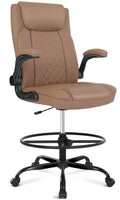 Misolant Drafting Chair, Tall Office Chair for Standing Desk, Standing Chair with Adjustable Height and Flip-up Armrest, Leather Drafting