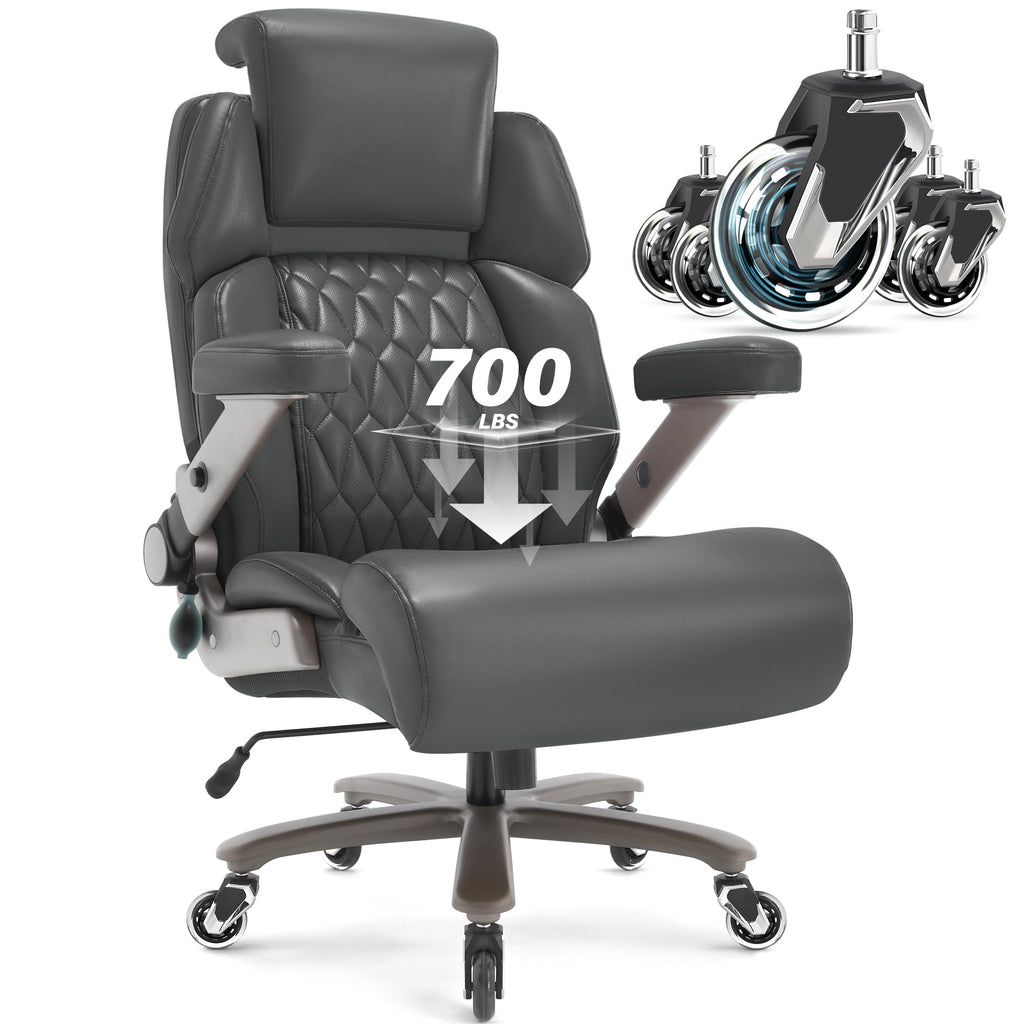 Big and Tall Office Chair 700lbs, Ergonomic High Back Computer Desk Chair, Large, Grey-1