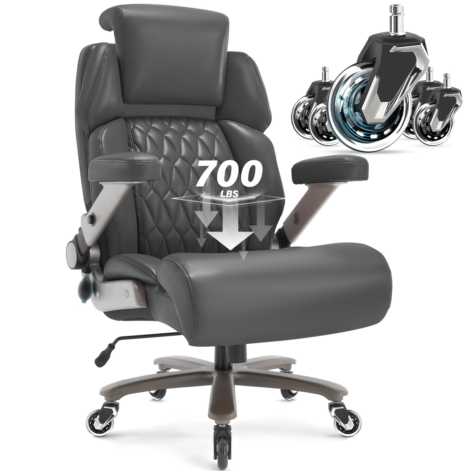 Big and Tall Office Chair 700lbs, Ergonomic High Back Computer Desk Chair, Large, Grey-1