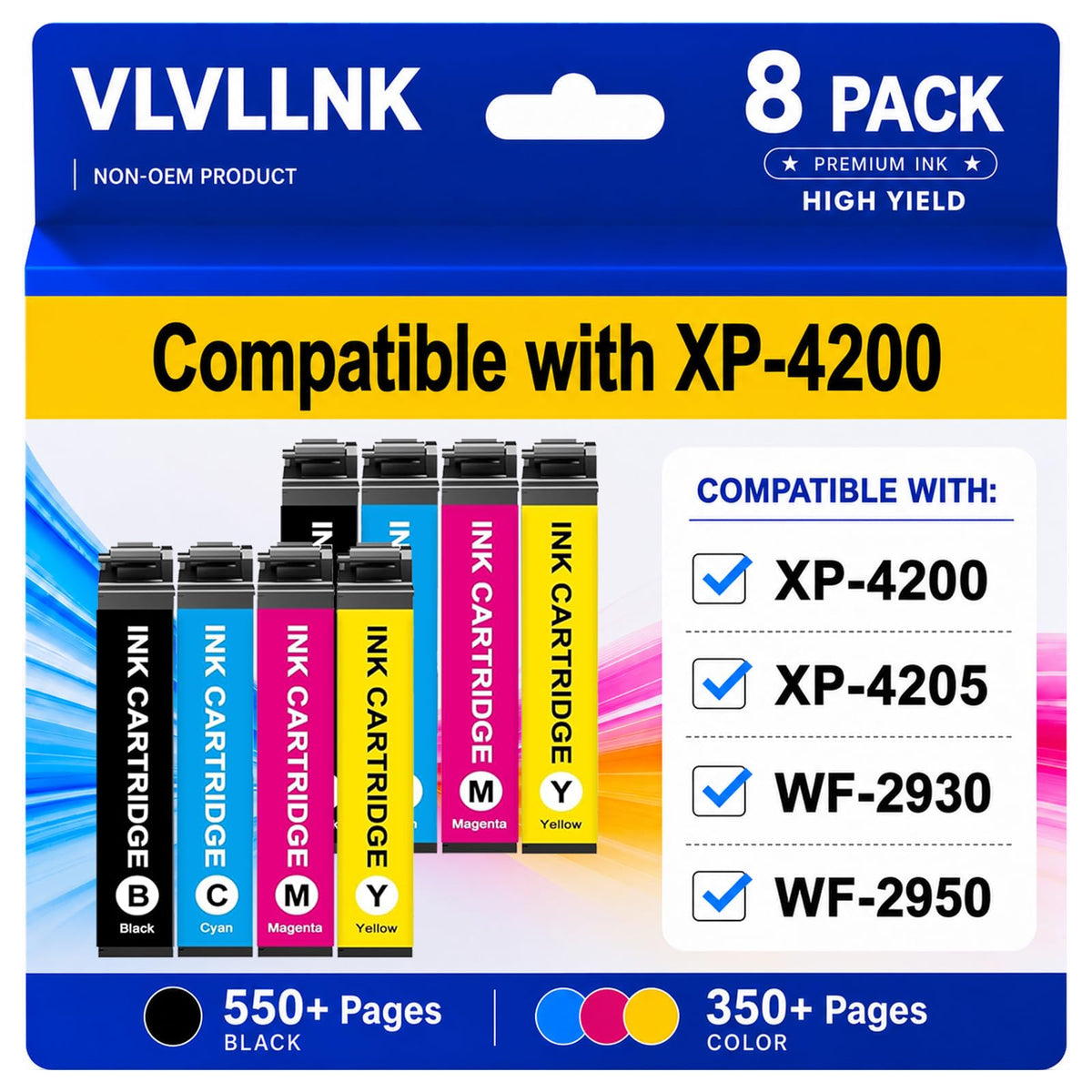 Remanufactured Replacement for Epson 232XL Ink Cartridges Combo Pack for 232 XL T232XL Ink Cartridges Work with XP-4200 XP-4205 Workforce WF-2930 WF-2950 Printer (8-Pack)