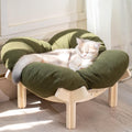 CHEERHOME PETS Elevated Cat Bed Wooden with Cushion Fluffy Pet Couch Sofa for Indoor Cats Raised Kitty Lounge Chair Suitable for Puppy, Cat Furniture(Green)