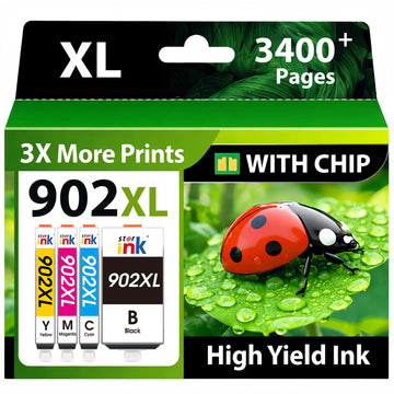 Starink 902 902XL Ink Cartridges Replacement for HP 902 Ink Cartridges Combo Pack Compatible with Officejet Pro 6978 6968 6974 6975 6960 Officejet 6951 6954 6956 6958 Printers, 4 Pack, BKCMY