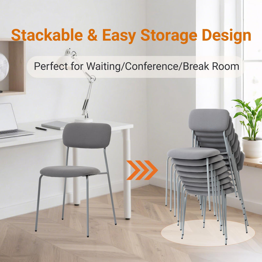 Sidanli Reception Chair Set of 4, Stackable Waiting Room Seating for Office, Lobby, and Guest Use, Grey, Standard