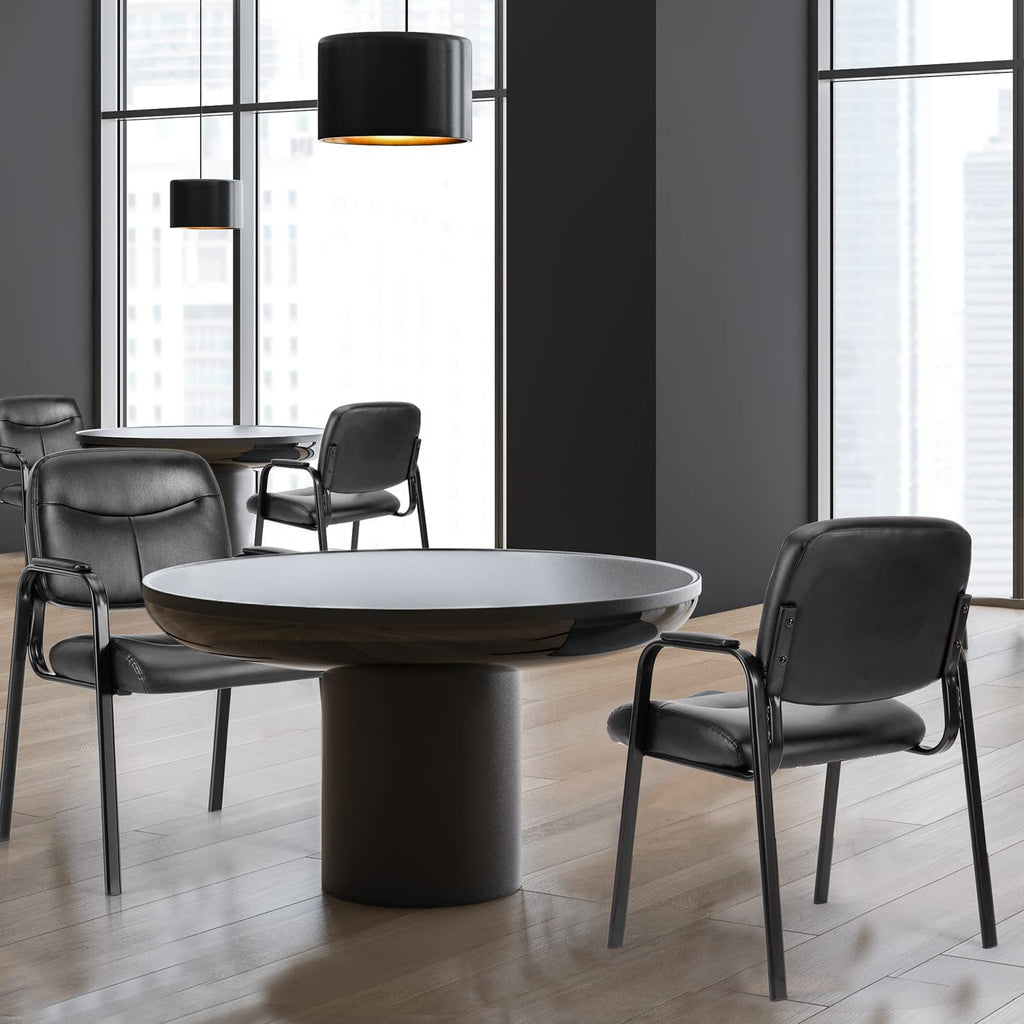 Olixis Guest Reception Chair - Waiting Room Chair Set of 2 with Fixed Pu Leather Padded Armrest, Clinic Chairs with Lumbar Support, Office Desk
