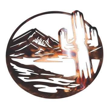 Arizona Cactus Circle Metal Wall Art - Copper - 14" x 13 3/4"