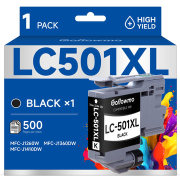 LC501XL Black Ink Cartridges for Brother Printer 501XL LC501 LC 501 Inks Cartridge Compatible for Brother MFC-J1360DW MFC-J1410DW MFC-J1260DW Series Printer (1-Pack High Yield, Black)