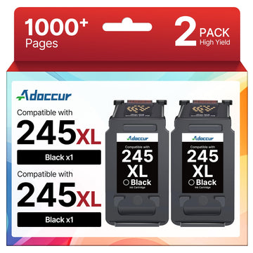 245XL Ink Cartridge High Capacity for Canon 245XL Black Ink, 245 XL Black Ink Cartridge Compatible with Canon Pixma TS202/MG2522/MX490/MX492/TR4520/MG2525/TS3322/TS3320/TS302/MG2520/TR4527 (2 Pack)
