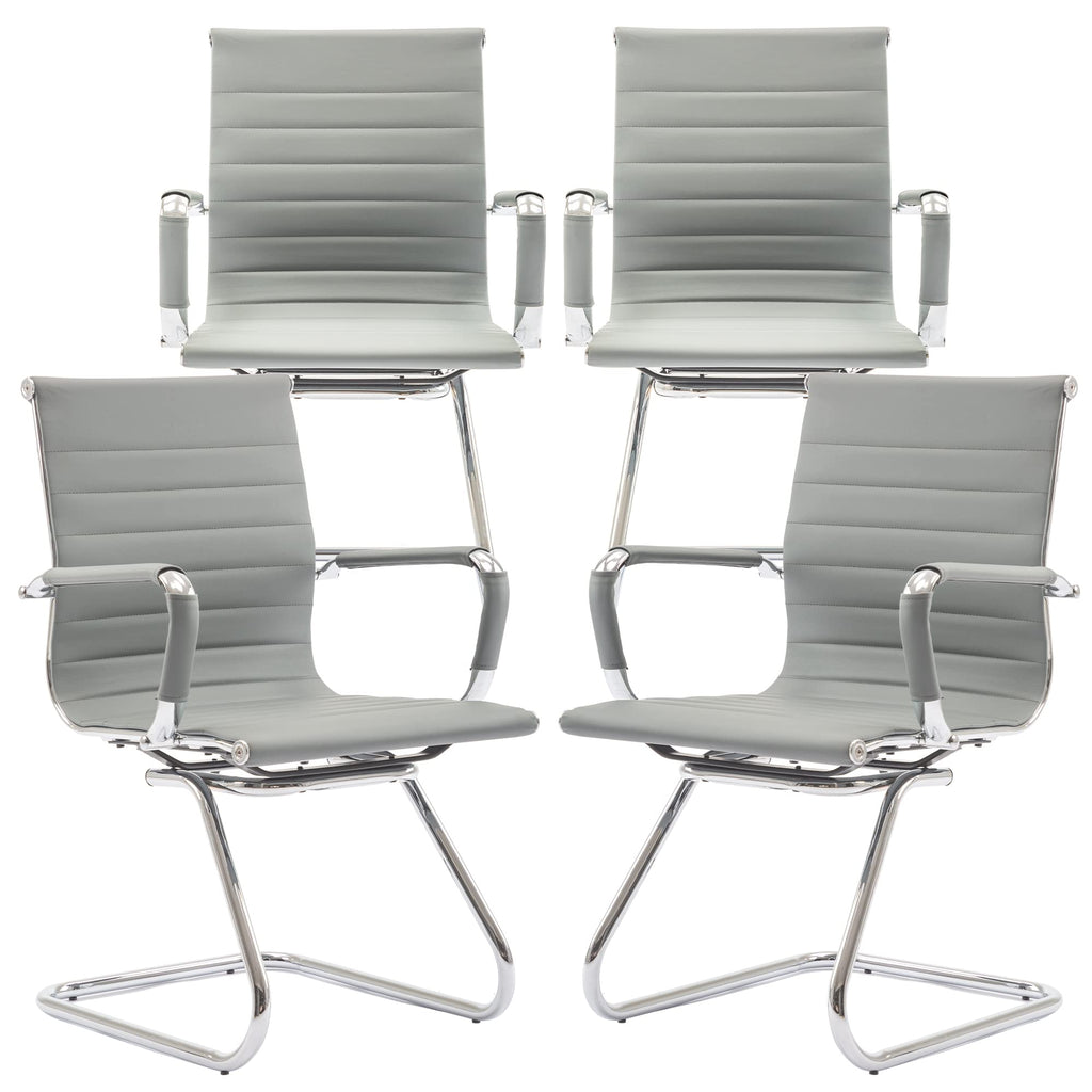 Dm Furniture Conference Room Chairs Set of 4, Waiting Room Chairs with Arms, Faux Leather Reception Chairs No Wheels, Office Guest Chairs with