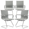 Dm Furniture Conference Room Chairs Set of 4, Waiting Room Chairs with Arms, Faux Leather Reception Chairs No Wheels, Office Guest Chairs with