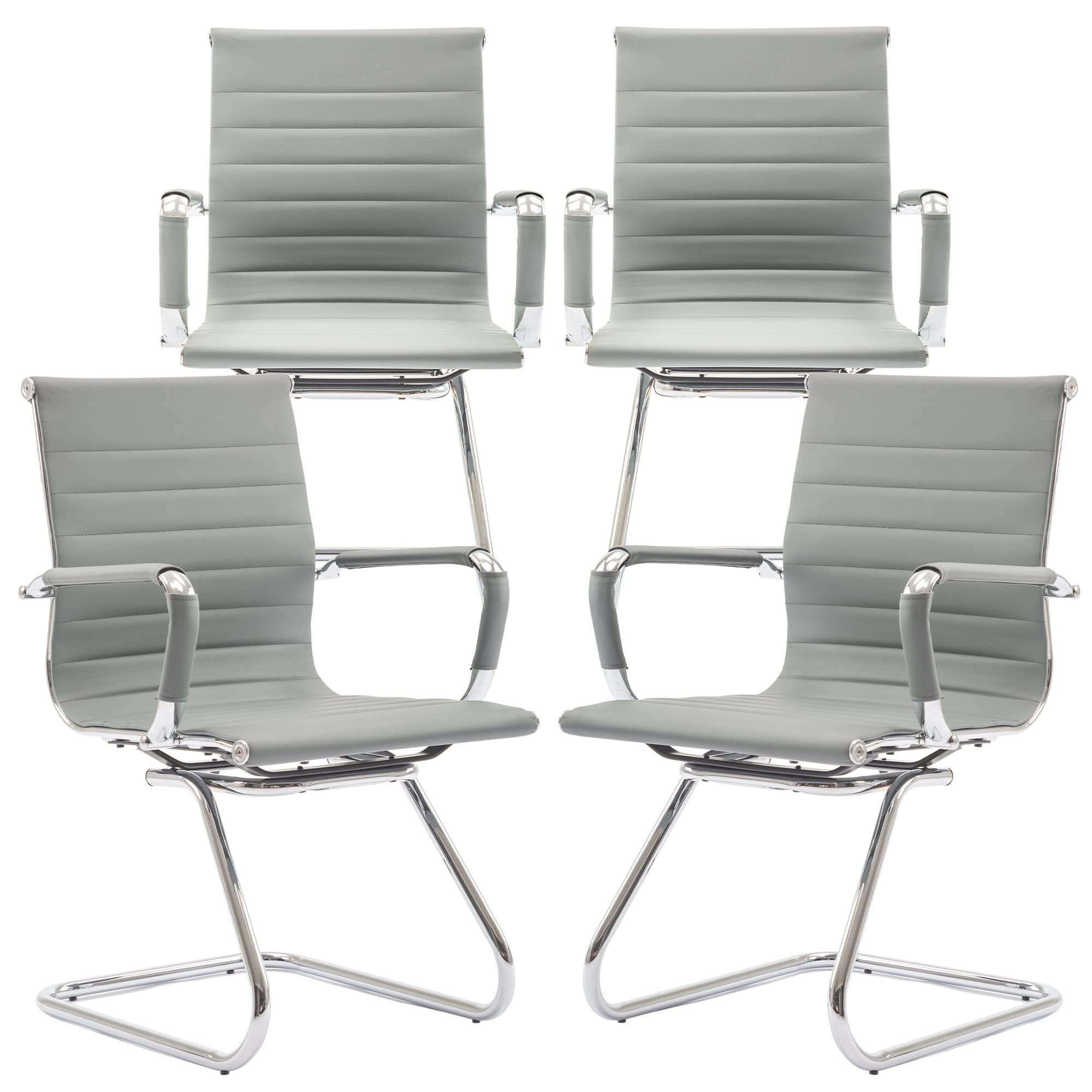 Dm Furniture Conference Room Chairs Set of 4, Waiting Room Chairs with Arms, Faux Leather Reception Chairs No Wheels, Office Guest Chairs with