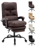 Haranuo Office Chair, Ergonomic Executive Conference Room Chairs, Ribbed Leather Desk Chair with Lumbar Support, Adjustable Height Mid-back