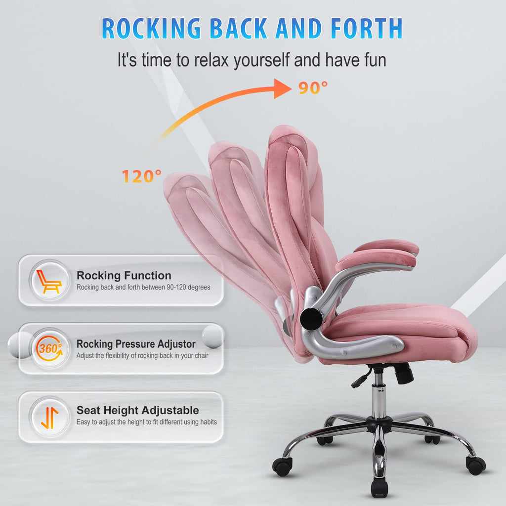 Reficcer Ergonomic Velvet Office Chair Comfy, Pink
