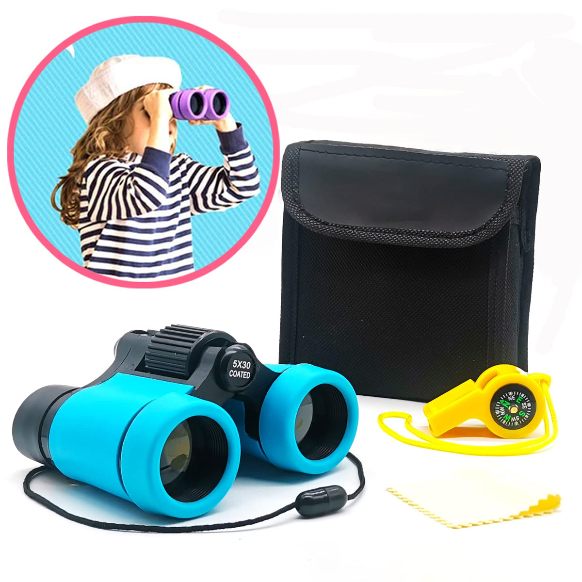 Binoculars for Kids Best Gifts for 3-12 Years Boys Girls High-Resolution Optics Shockproof Mini Kids Binoculars Toys Folding Small Telescope for Bird Watching Camping Outdoor Play