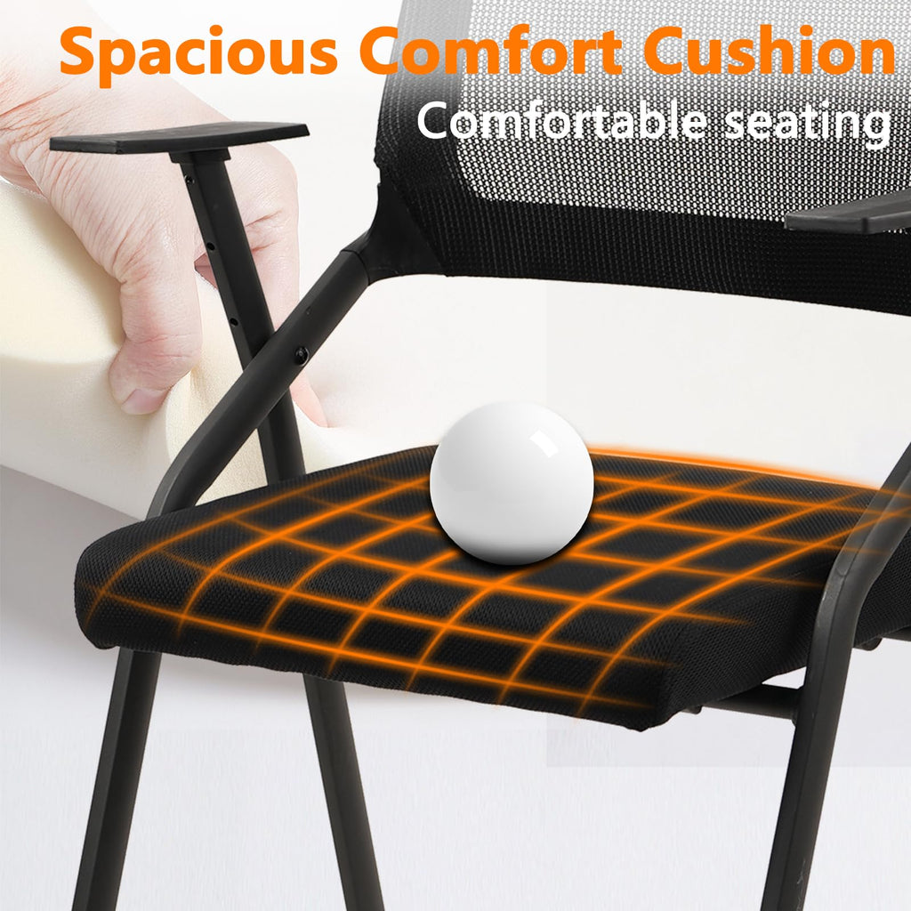 Clatina Stackable & Foldable Office Chairs with Ergonomic Lumbar Support and Thickened Seat Cushion, Folding Mesh Fabric Reception Guest Chair