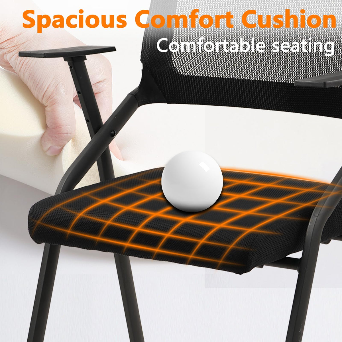 Clatina Stackable & Foldable Office Chairs with Ergonomic Lumbar Support and Thickened Seat Cushion, Folding Mesh Fabric Reception Guest Chair