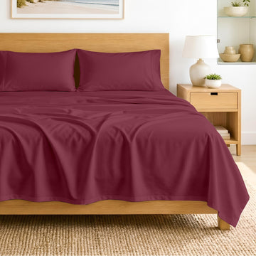 SGI bedding 100% Egyptian Cotton Sheets King Size – 600 Thread Count Sheets Set, Soft, Cooling, 15" Deep Pocket, Luxury Hotel Bedding, Breathable, Durable - Burgundy