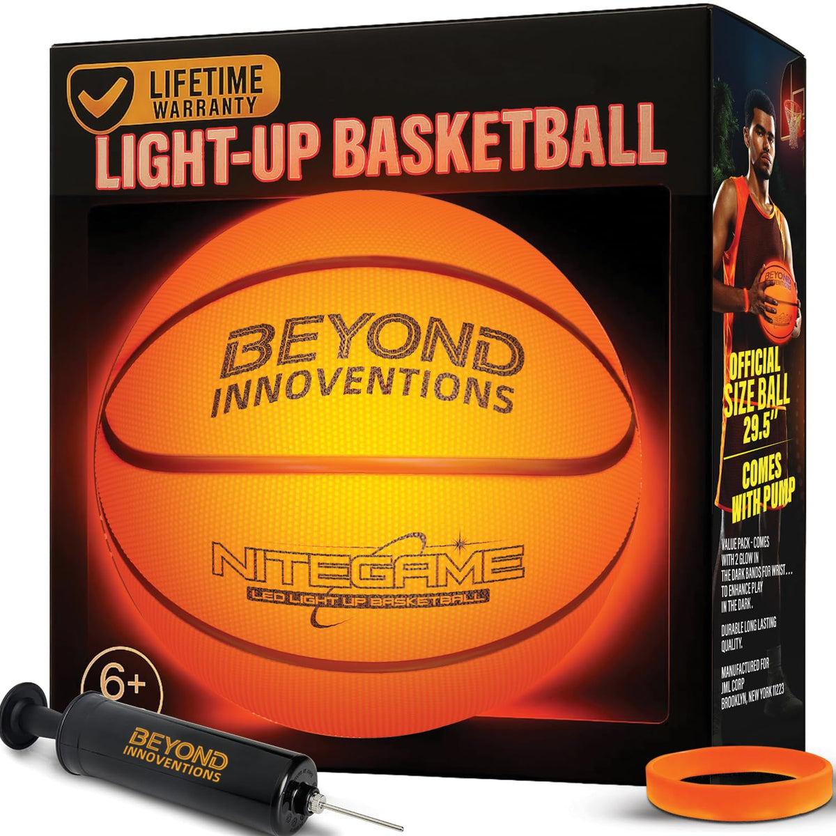 Glow in The Dark Basketball - Light Up Basketball Gifts for Teen Boys & Girls 8-15+ | Official Size 7 | Kids Basketballs Teen Boys Gift Ideas - Includes 2X Light Up Bands | Outdoor Teens Gifts