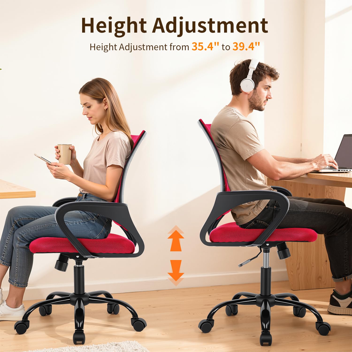 Bestoffice Office Chair Ergonomic Desk Chair Mesh Computer Chair Lumbar Support Modern Executive Adjustable Stool Rolling Swivel Chair for Back