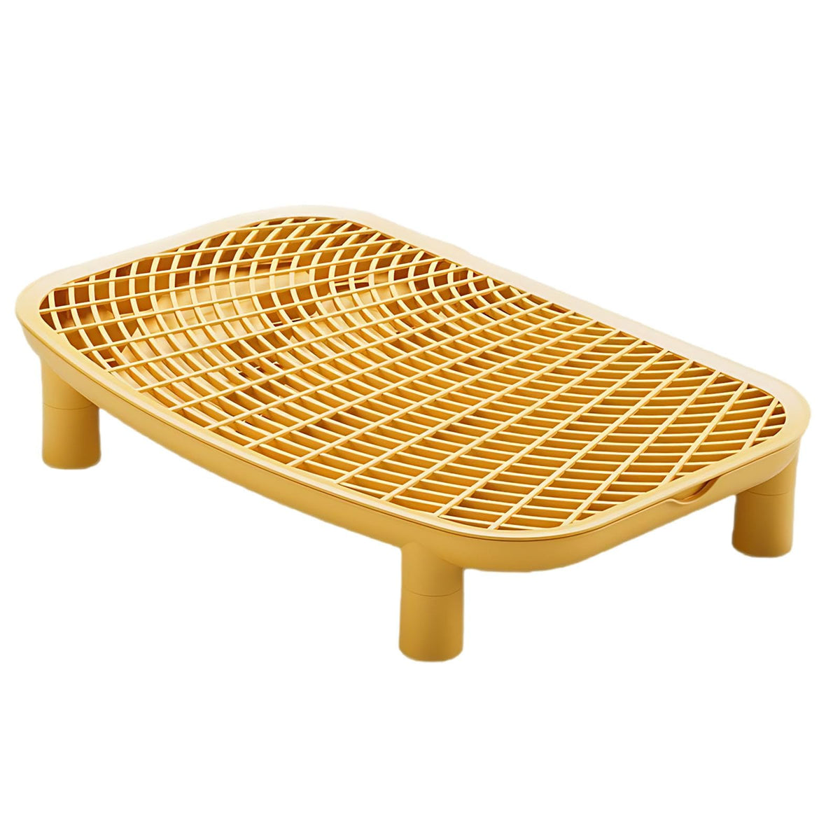 18.1 in Cat Litter Box Platform, Anti-Tracking Step, Yellow, Easy Clean