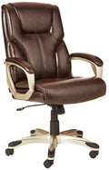 Basics Executive High Back Office Chair, Adjustable Height, Tilt, Swivel, Padded Armrests, Brown/gold, One size