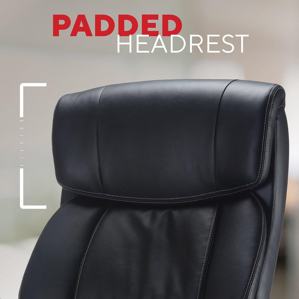 Staples Lockland Big & Tall Bonded Leather Manager Chair, Black, Adjustable, 49.6'' H x 29.3'' W x 31.2'' D