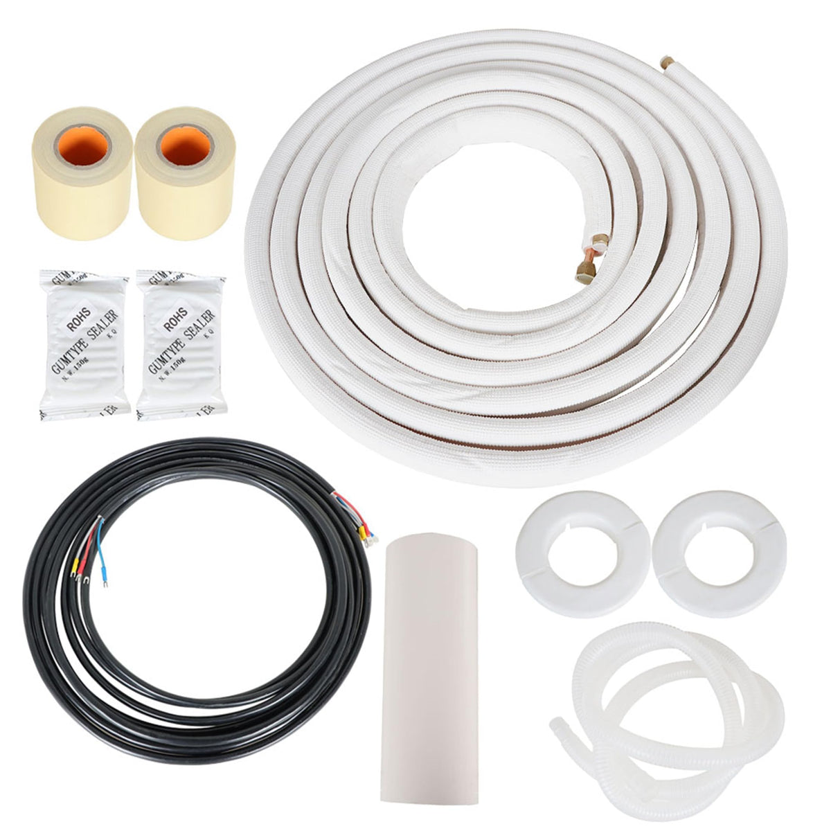25FT 1/4 Inch and 3/8 Inch Air Conditioning Cooling Connection Hose Mini Split Line Set Fit for Mini Split Air Conditioner