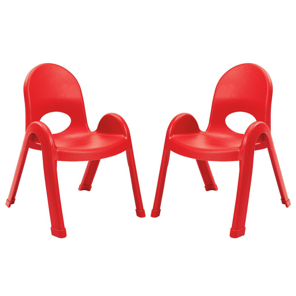 Children’s Factory Value Stack 11" Child Chair, 2 Red, 2 Pack, Stackable Ergonomic Seating Solution for Classrooms and Homeschools