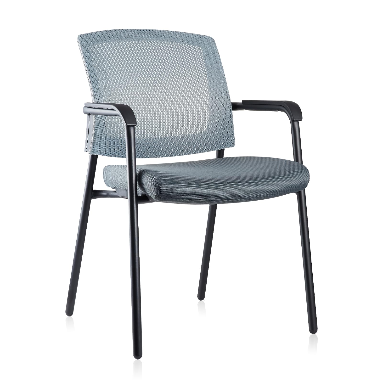 Clatina Office Reception Guest Chair Mesh Back Stacking with Ergonomic Lumbar Support and Thickened Seat Cushion for Waiting Conference Room Gray