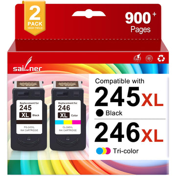 SAILNER 245XL Ink Cartridge Replacement for Canon 245XL 246XL Combo Pack PG-245XL CL-246XL High Yield for Pixma TR4520 TR4527 MG2522 MG2520 MX490 MX492 TS202 TS302 TS3320 MG2920 Printer (Black, Color)