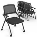 Vingli 6 Pack Stackable Conference Room Chairs with Wheels, Folding Office Chair with Rebound Back, Padded Seat for Training Room, Guest,