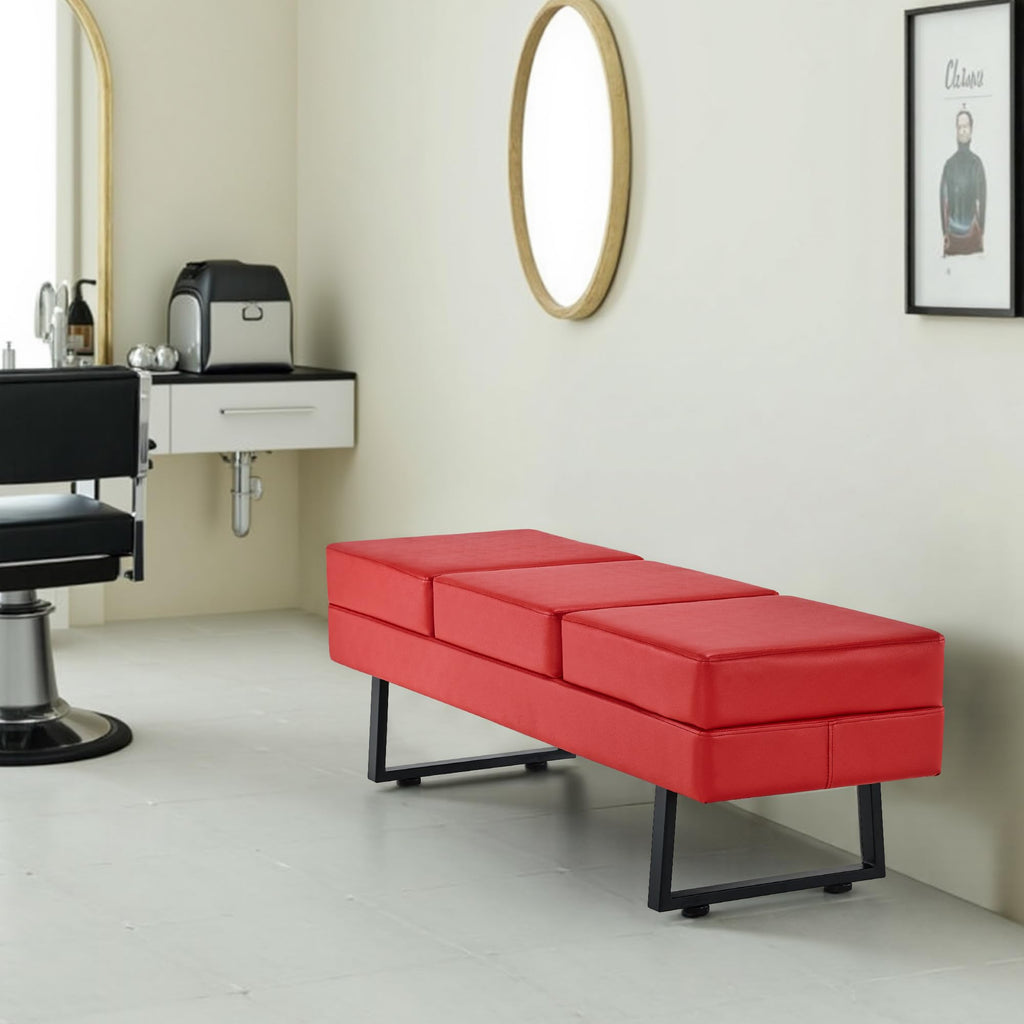 Barberpub Waiting Room Chairs, Heavy Duty Office Guest Reception Bench, Faux Leather Upholstered Lobby Chairs for Salon, Conference Room 7008