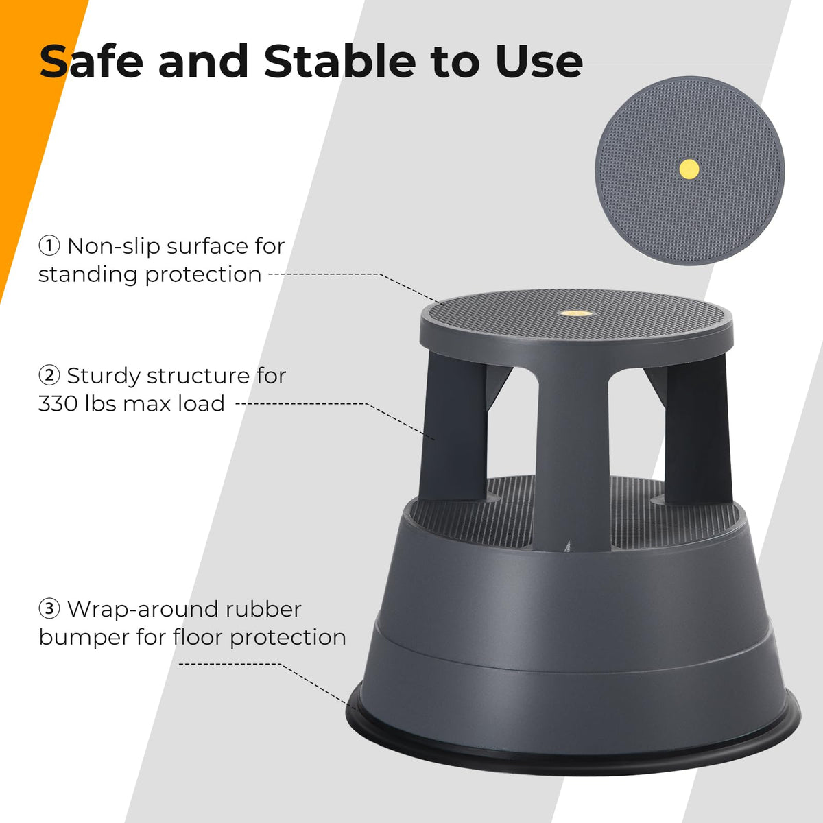 Giantex Rolling Step Stool, Library Stool W/non-slip Platform, Thick Rubber Ring, Outdoor Indoor Portable Round Step Stools with Wheels for