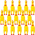 Gejoy 15 Pcs Rubber Screaming Chicken Queeze Novelty Toys Squeaky Noise Shrilling Shrieking Squawking Chicken Noisemaker Novelty Gadget for Dogs Pets, 6.3 Inch(Yellow)