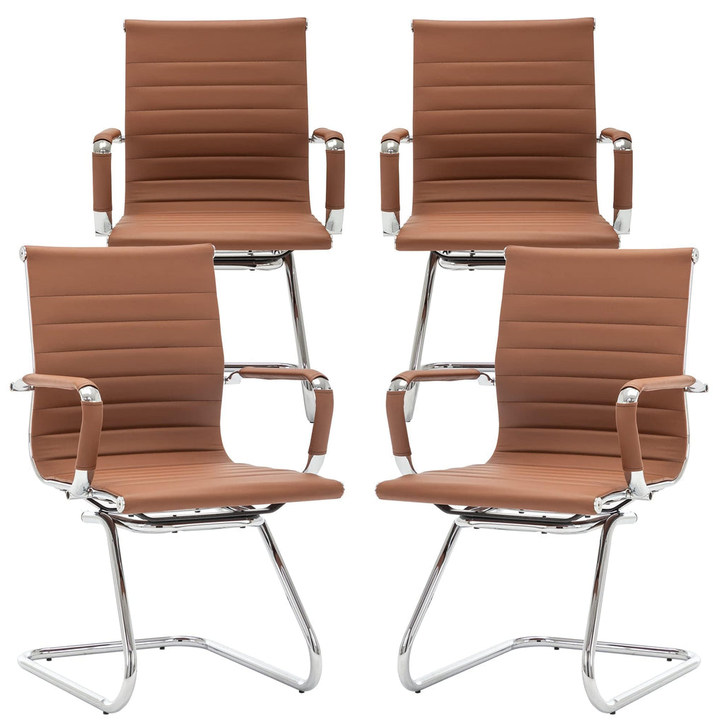Dm Furniture Conference Room Chairs Set of 4, Waiting Room Chairs with Arms, Faux Leather Reception Chairs No Wheels, Office Guest Chairs with