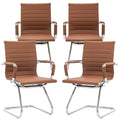Dm Furniture Conference Room Chairs Set of 4, Waiting Room Chairs with Arms, Faux Leather Reception Chairs No Wheels, Office Guest Chairs with