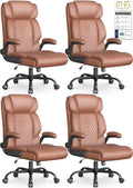 Office Chair-executive High Back Breathable Big and Tall Office Chair Flip-up Armrests Lumbar Support-ergonomic Leather Rolling Swivel Chair