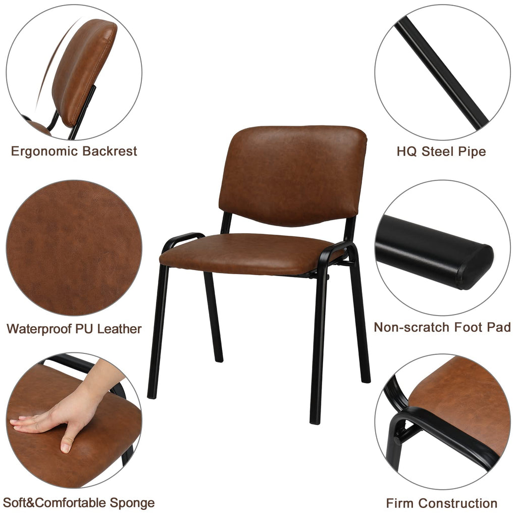 Vingli 10-pack Waiting Room Chairs, Stackable Chair for Office, Pu-rustic