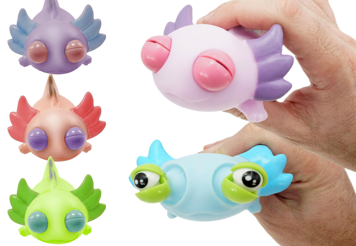 JA-RU Squeezy Pop-Eyes Axolotl Toy (1 Unit Assorted) Ugly Cute Squishy Animal Kids Toys for Boys and Girls. Smush Fidget Silly Stress Relief Axolotls Sensory Figure. 4747-1s
