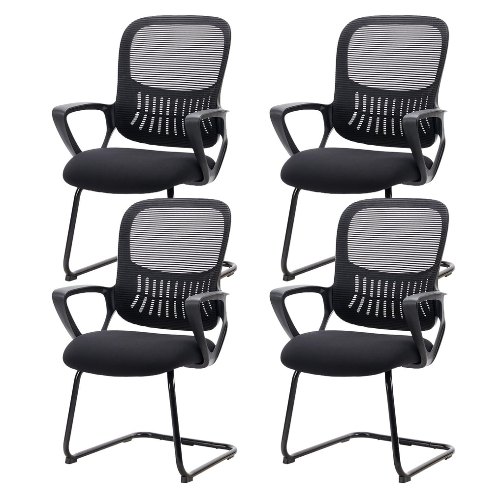 Dumos Desk Chair No Wheels, Office Desk Chair, Lumbar Support, Set of 4, Black