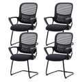 Dumos Desk Chair No Wheels, Office Desk Chair, Lumbar Support, Set of 4, Black