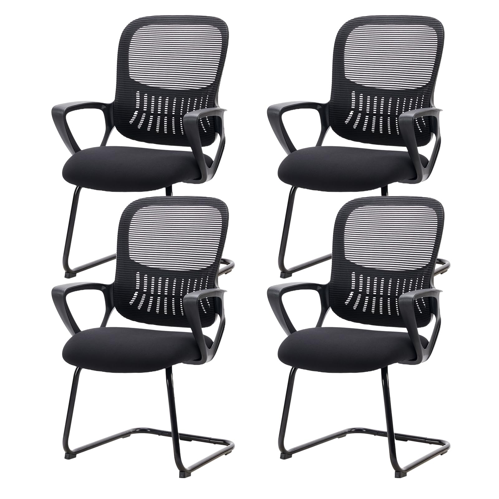 Dumos Desk Chair No Wheels, Office Desk Chair, Lumbar Support, Set of 4, Black