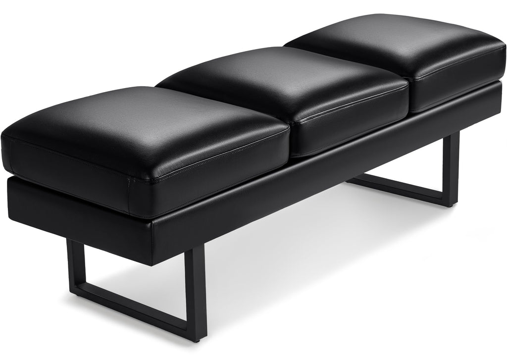 Furmax Waiting Room Chairs - 59.6 Inches Faux Leather Office Guest Conference Room 3 Seats Upholstered Reception Bench, Lobby Furniture for